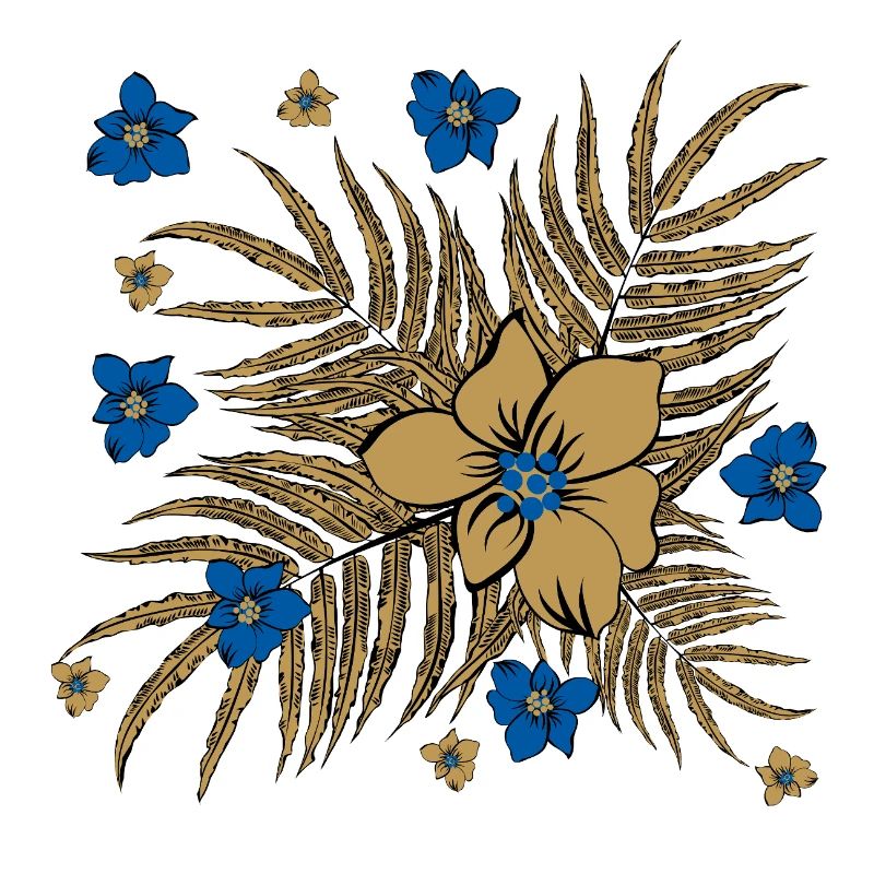 Tropical Leaves and Flowers Pattern