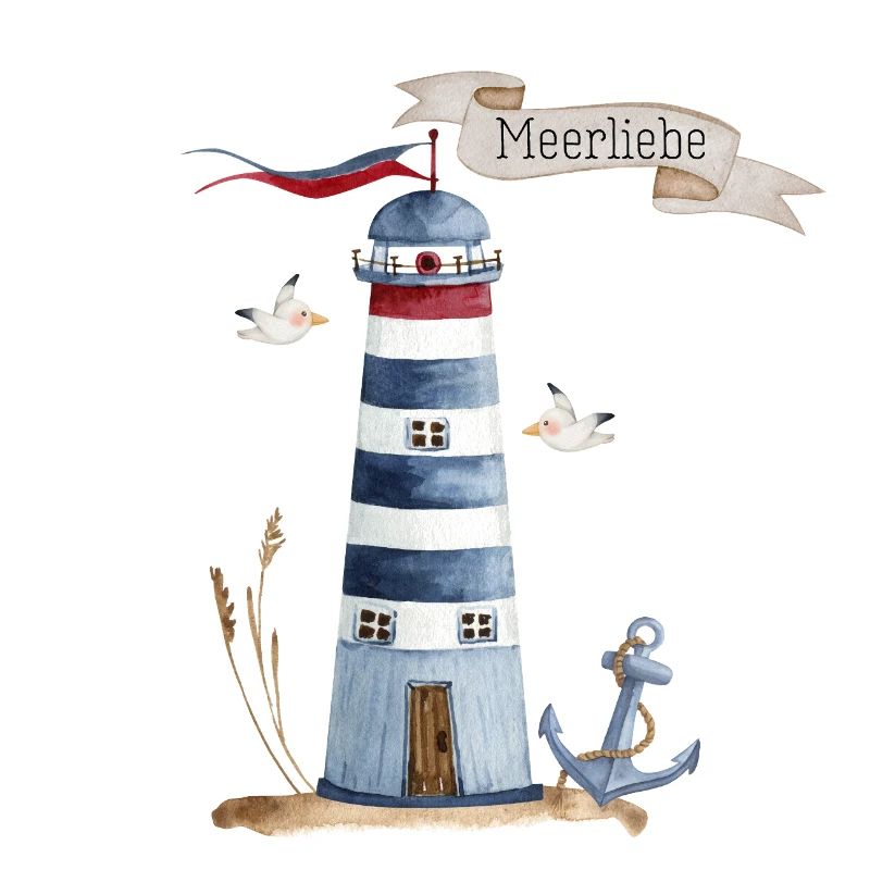 Phare avec créatures marines et bannière
