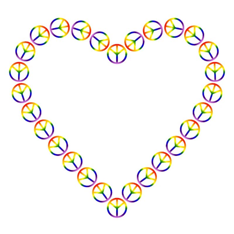 Rainbow Peace Heart Pattern