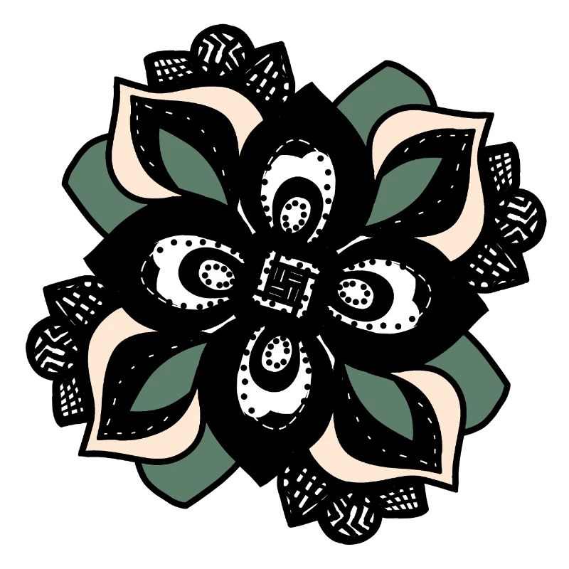 Mandala Fleur Pêche Verte