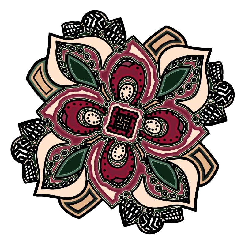 Boho Mandala Blossom Pink Green