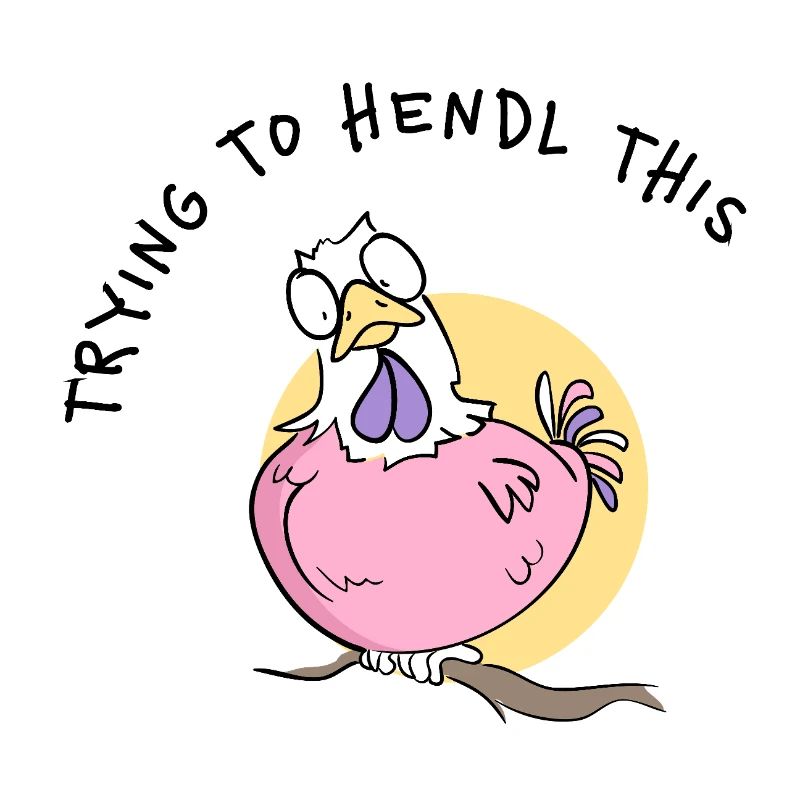 Dessin animé de poulet rose sur le dialecte des poules branche