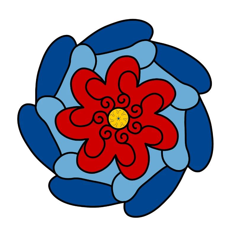 Rote Blume Blaue Mandala