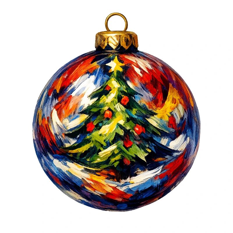 Weihnachtskugel mit Tannenbaummotiv . KI generiert