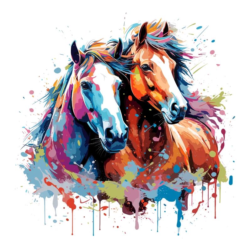 Chevaux aquarelle