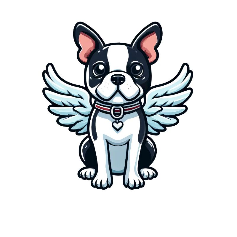 Mignon Boston Terrier Angel dans le style comique