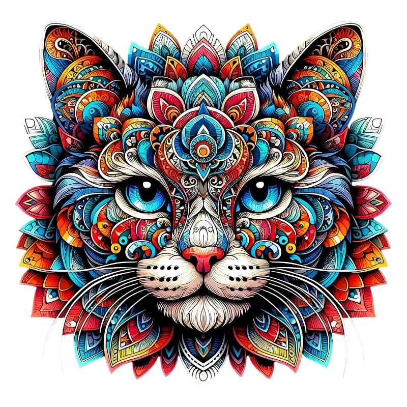 Chat décoré de Mandalas
