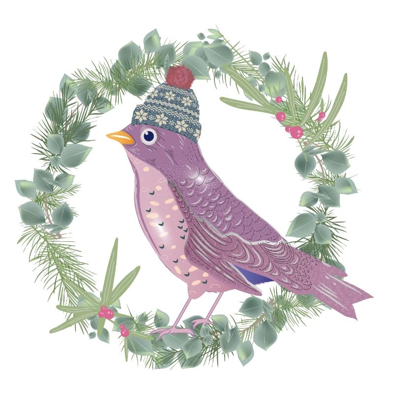 Vogel mit Misteln & Eukalyptus in Winter Stimmung