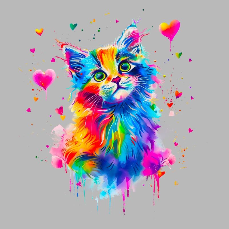 Chat mignon coloré avec coeur