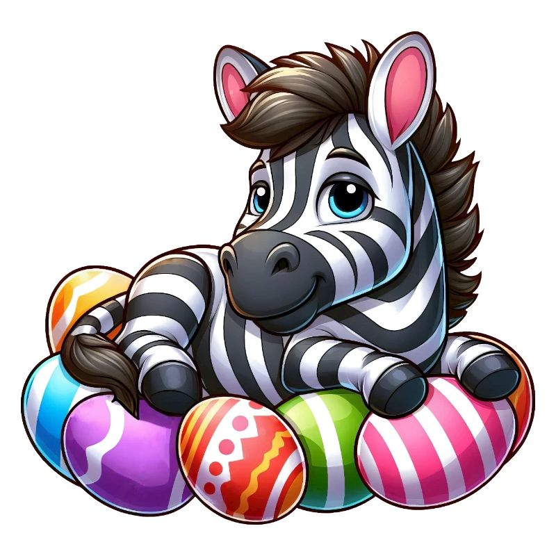 Cute Zebra Easter Egg Cartoon Easter