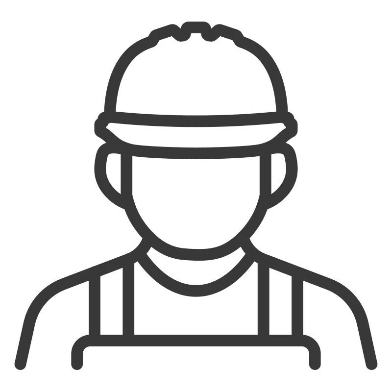 Construction Worker Icon – Minimalist Line Art Sty
