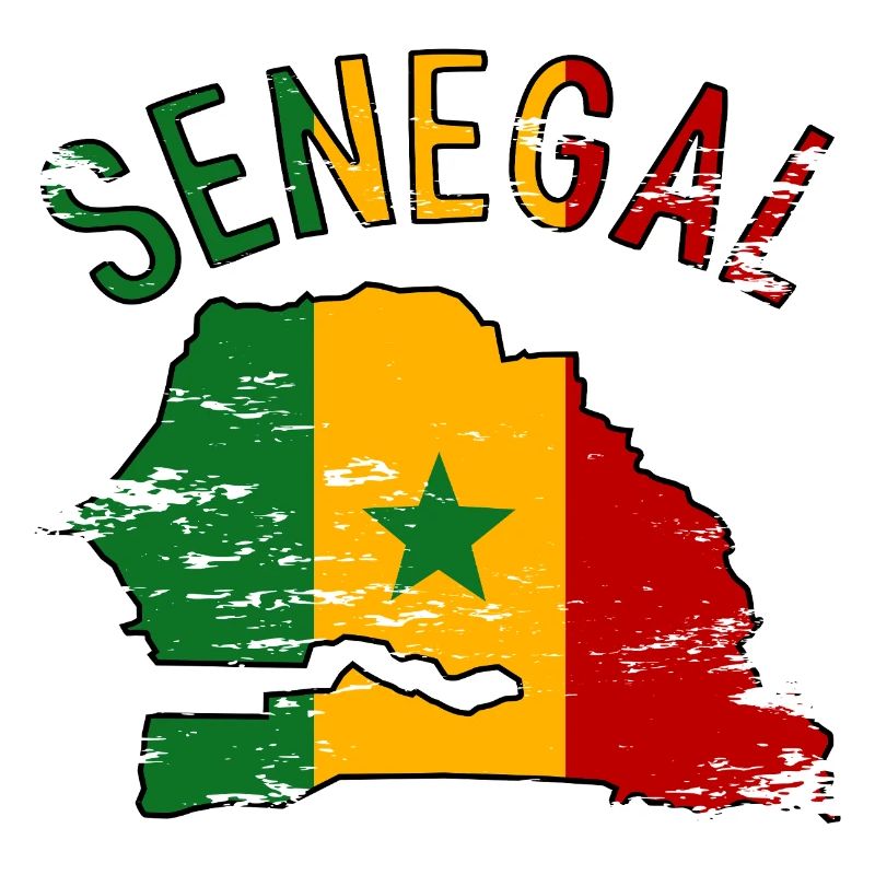 Drapeau du Sénégal Silhouette de la carte utilisée
