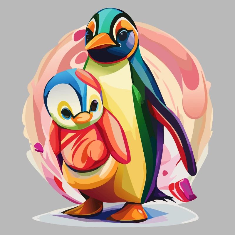 Pingouin mère et bébé