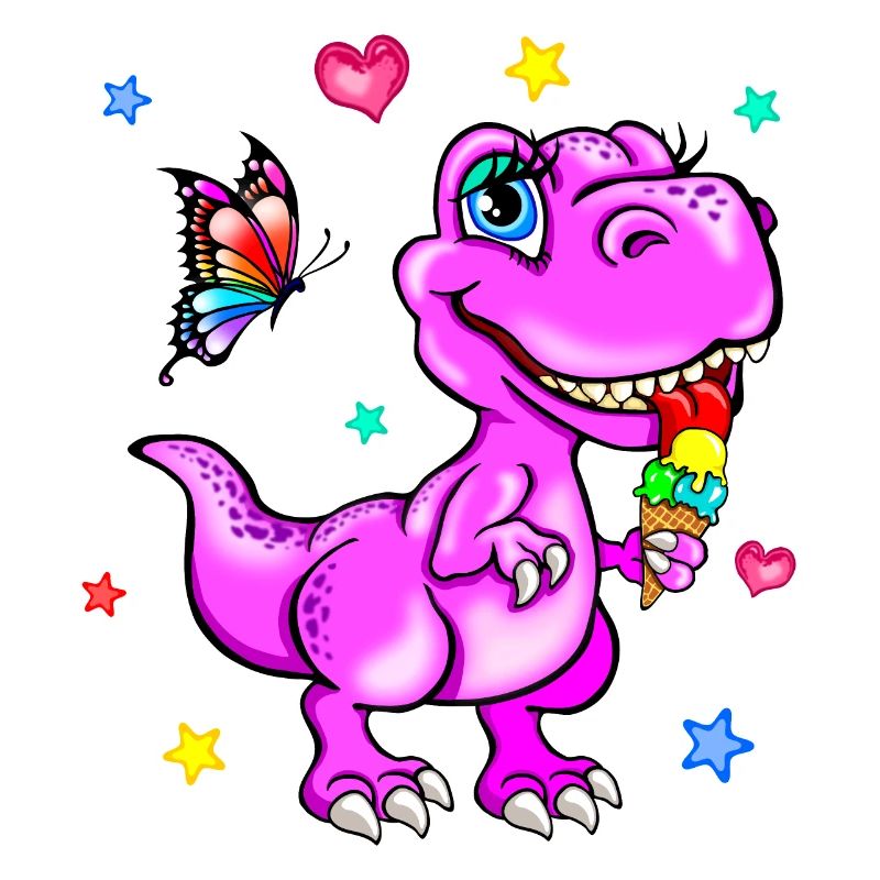 Rosa Dinosaurier mit Eiscreme