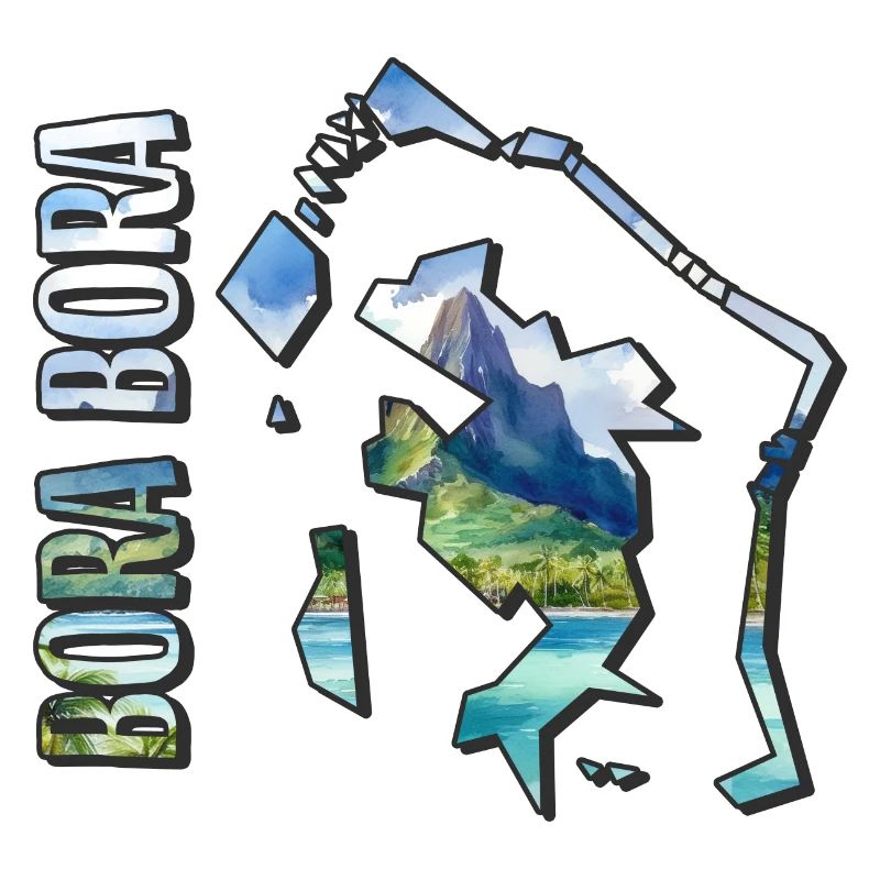 Watercolor Map Bora Bora