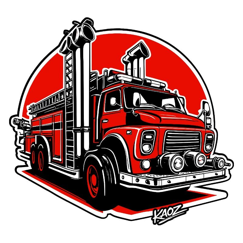 Crimson Fire Engine Illustration