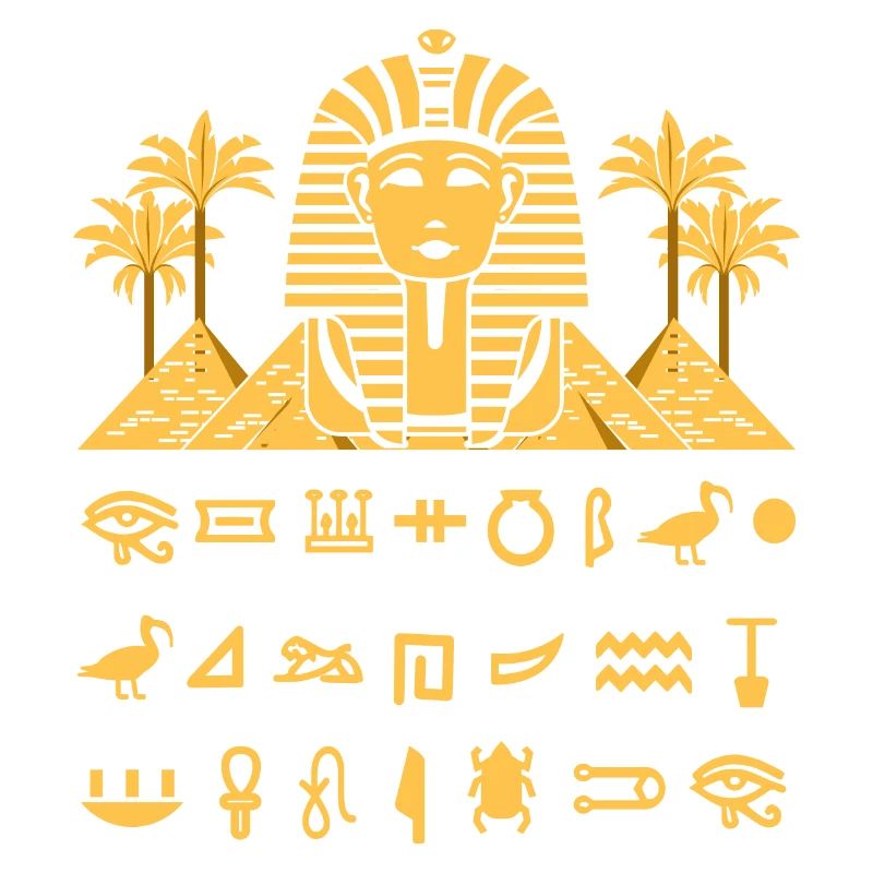 Egyptian Hieroglyphics Anubis Bastet and Sphinx