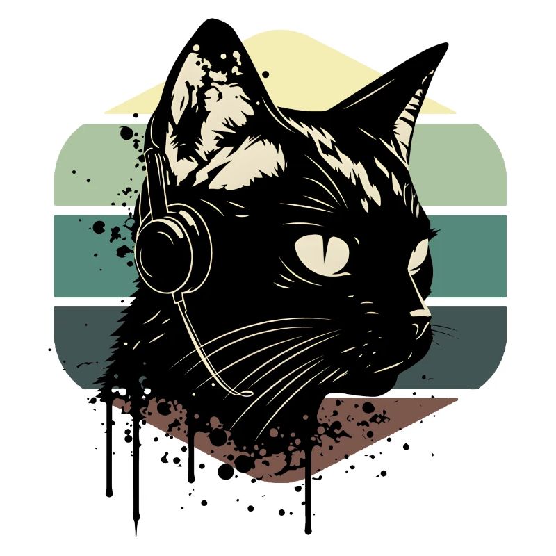 Kopfhörer mit Katze | Katze trägt Kopfhörer