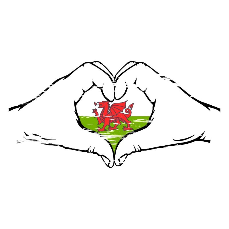 Drapeau du Pays de Galles en forme de coeur utilisé