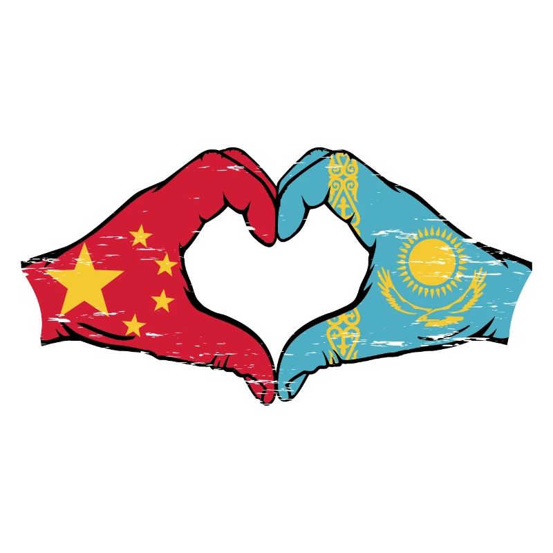 Chine Kazakhstan drapeau mains coeur forme utilisé