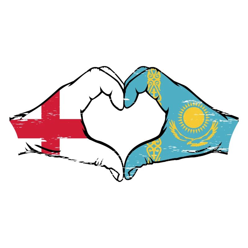 Angleterre Kazakhstan drapeau mains forme de coeur utilisé