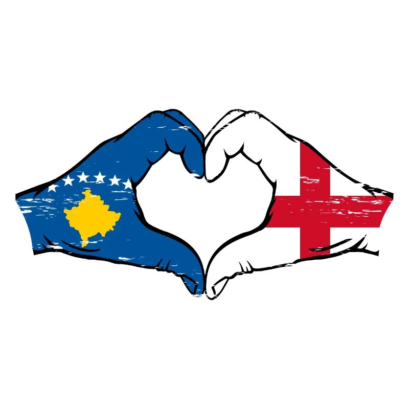 Kosovo Angleterre drapeau mains forme de coeur utilisé