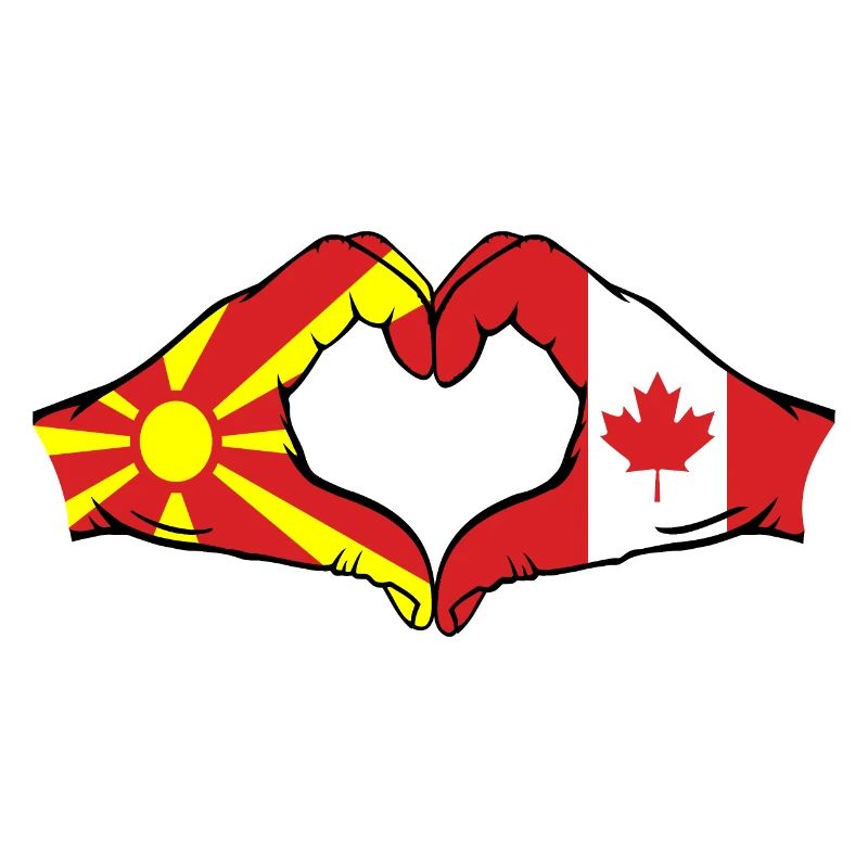 Macédoine Canada Drapeau Mains Coeur Forme