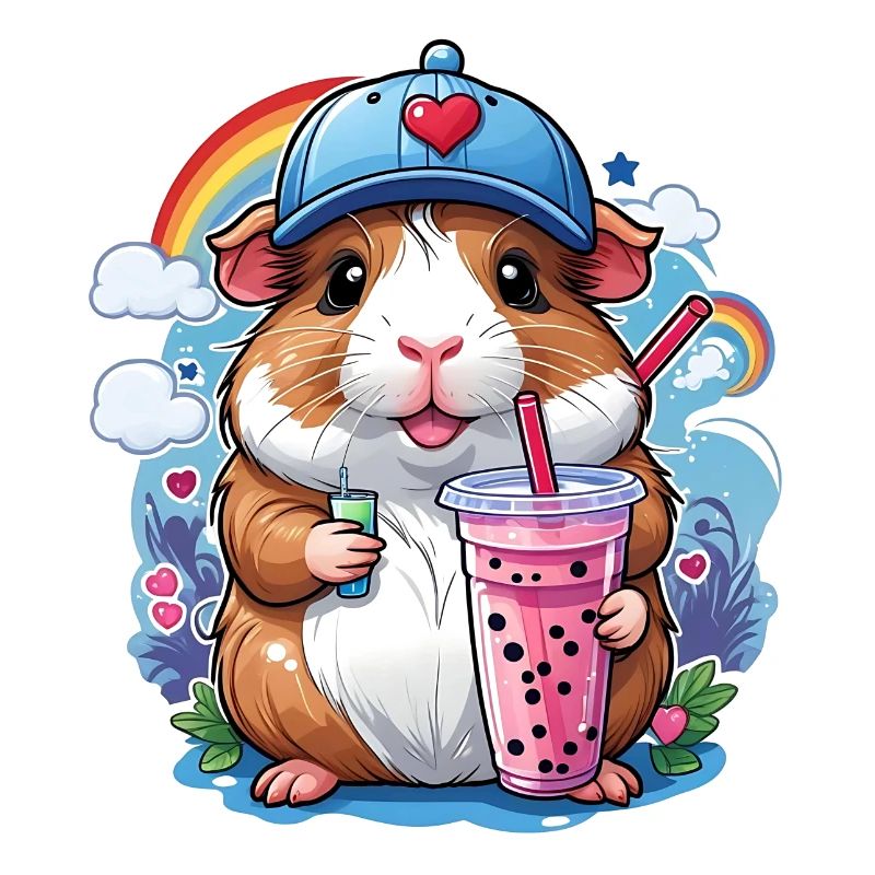 Cochon d’Inde mignon dégustant de la limonade