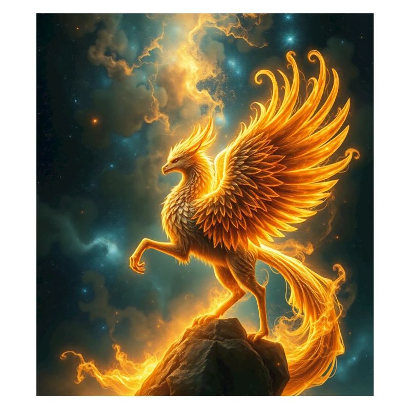 Phénix de feu dans la nébuleuse stellaire