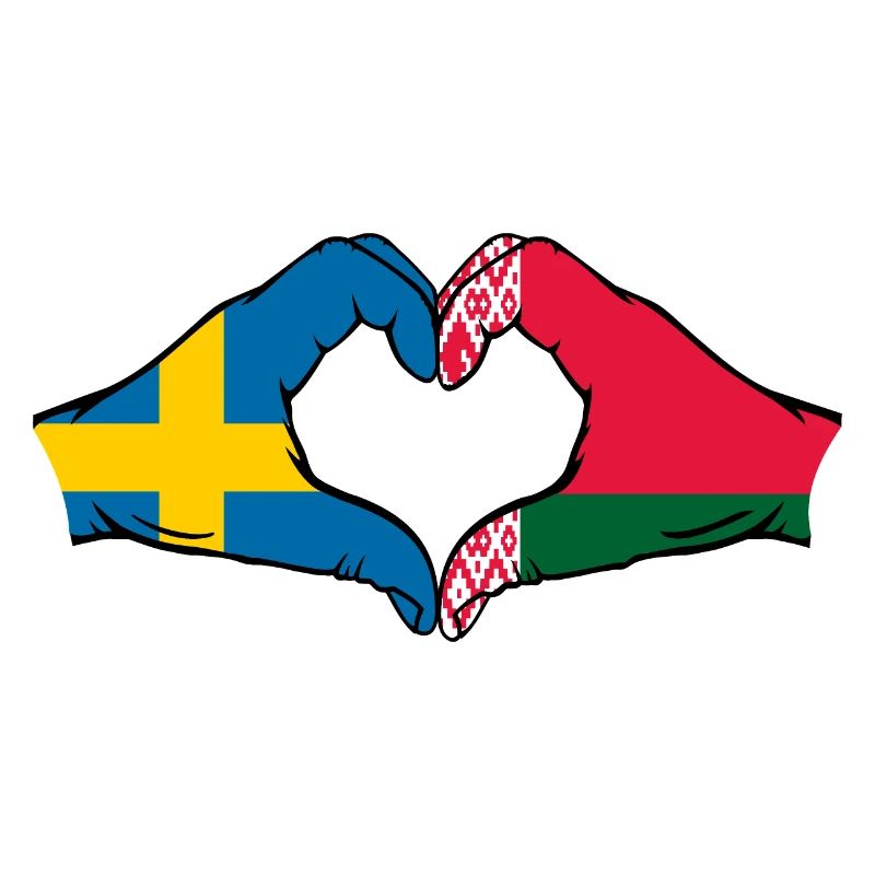 Suède Biélorussie Drapeau Mains Coeur Forme