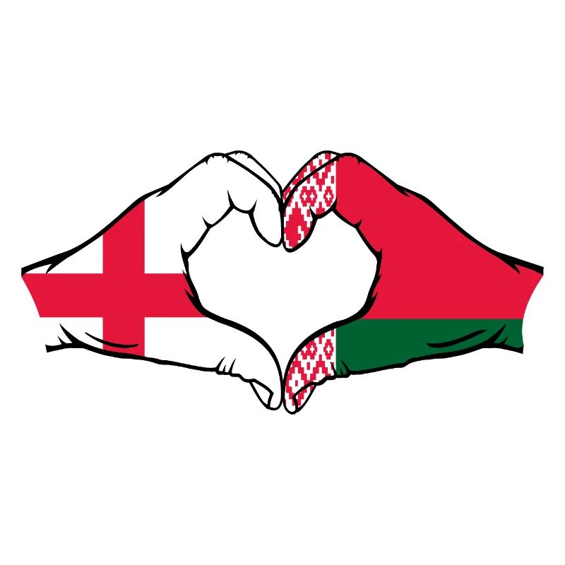 Angleterre Biélorussie drapeau mains forme coeur