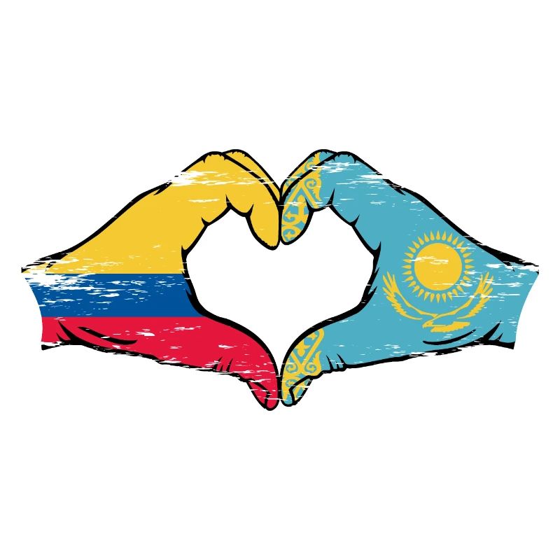 Colombie Kazakhstan drapeau mains forme de coeur utilisé