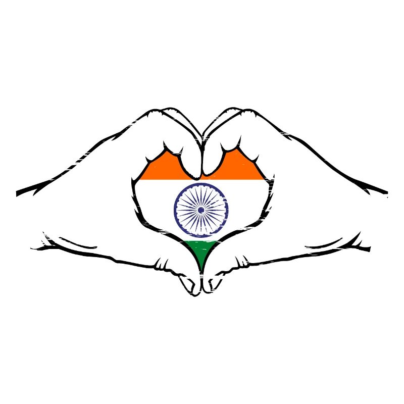 Drapeau de l’Inde Mains Coeur Forme Utilisé