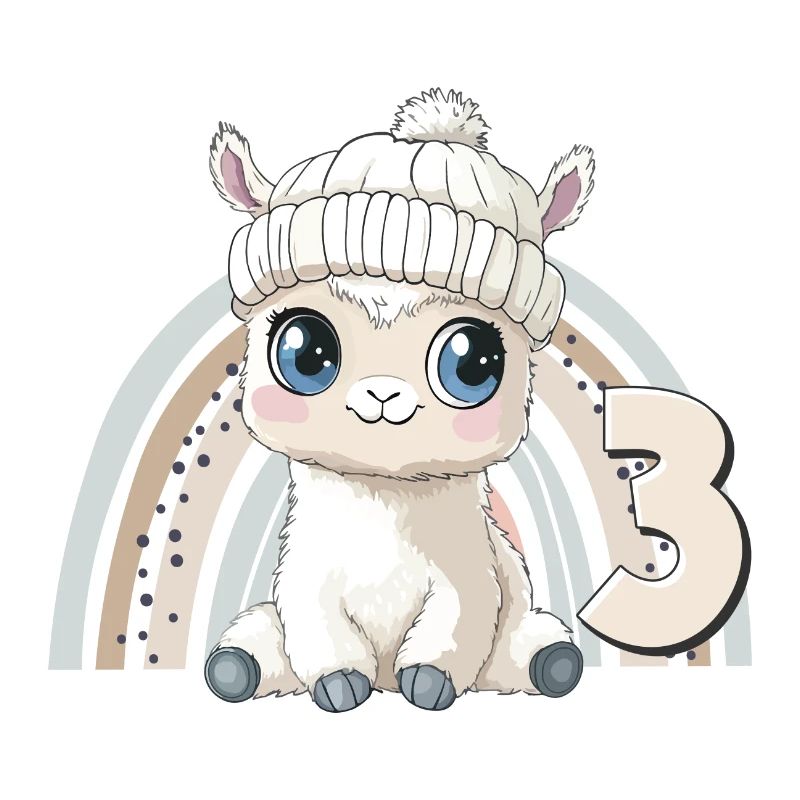 3rd Birthday Alpaca Llama Rainbow Cute Cute