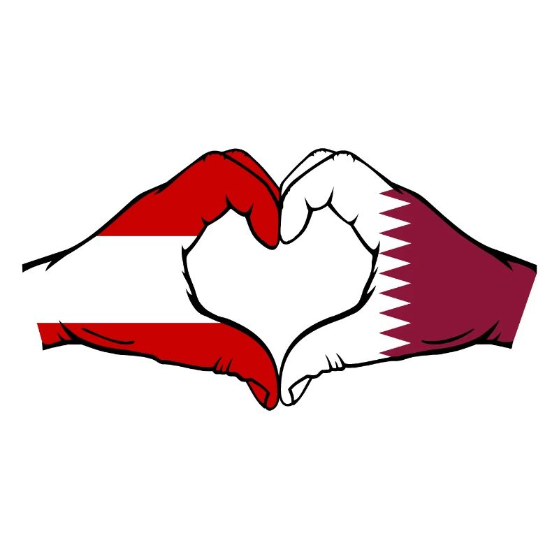 Austria Qatar Flag Hands Heart Shape