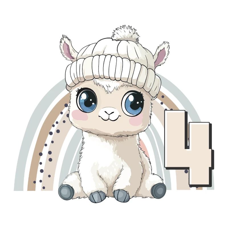 4th Birthday Alpaca Llama Rainbow Cute Cute