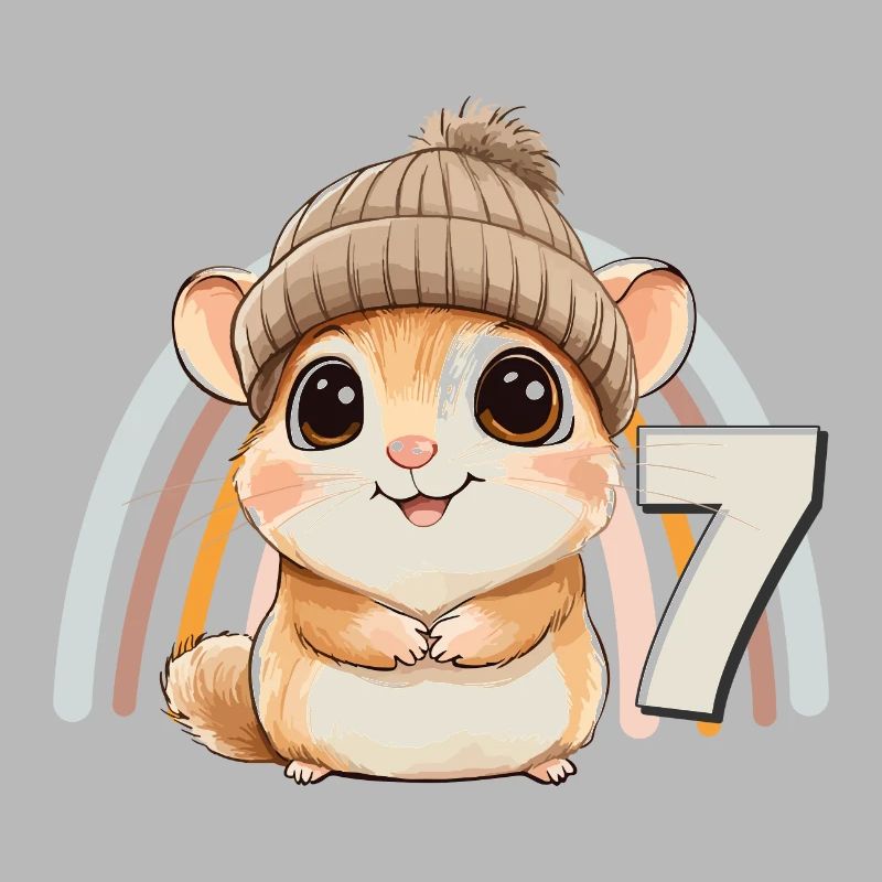 7ème anniversaire Hamster Arc-en-ciel Mignon Mignon