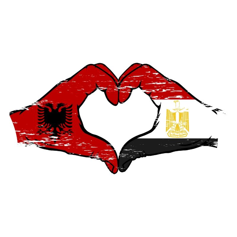 Albanie Égypte Drapeau Mains Coeur Forme Utilisé