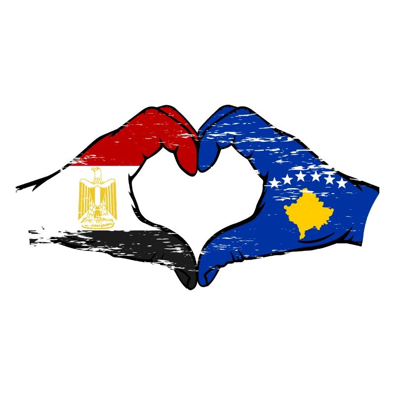 Égypte Kosovo drapeau mains forme de coeur utilisé