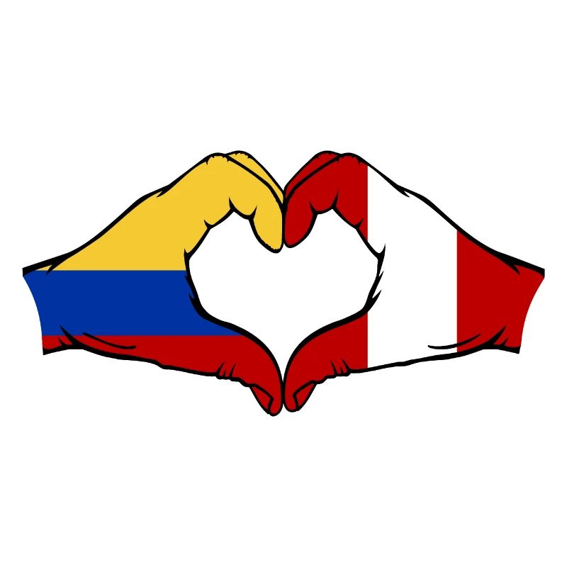 Colombie Pérou Drapeau Mains Coeur Forme