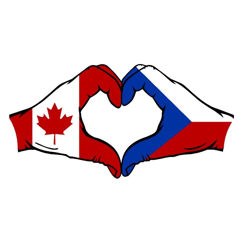 Canada République tchèque drapeau mains forme coeur