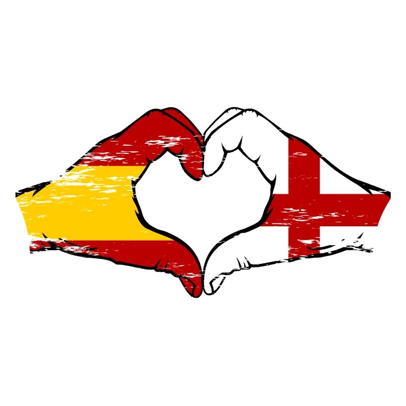 Espagne Angleterre drapeau mains coeur utilisé