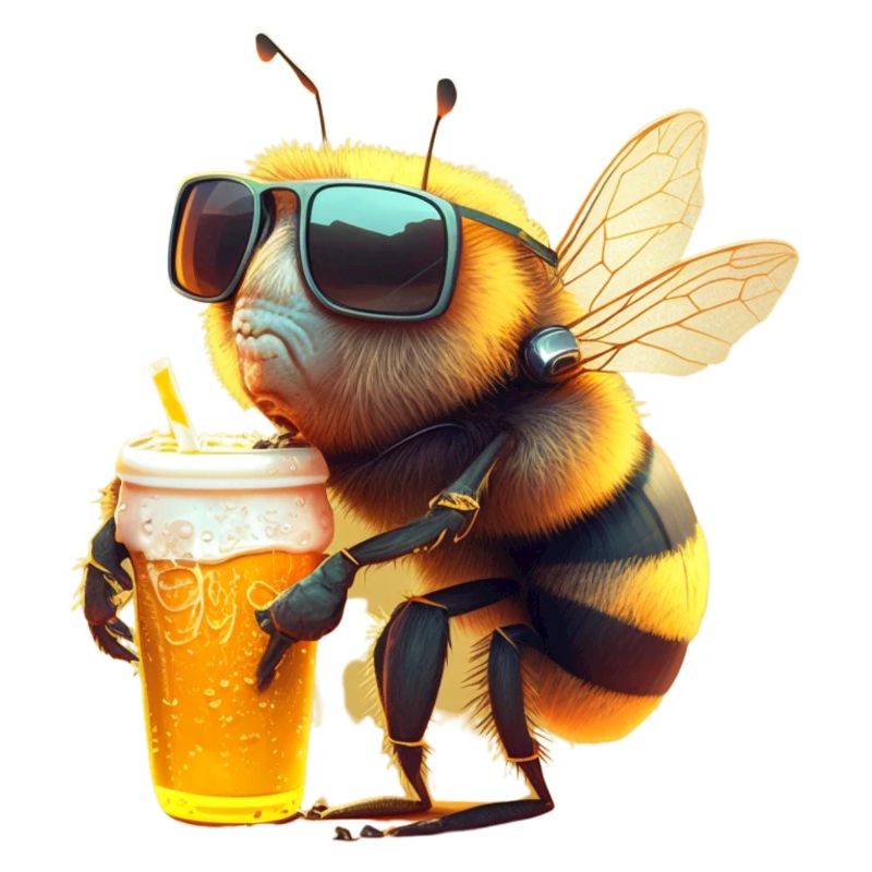 Coole Biene mit Bier und Sonnenbrille