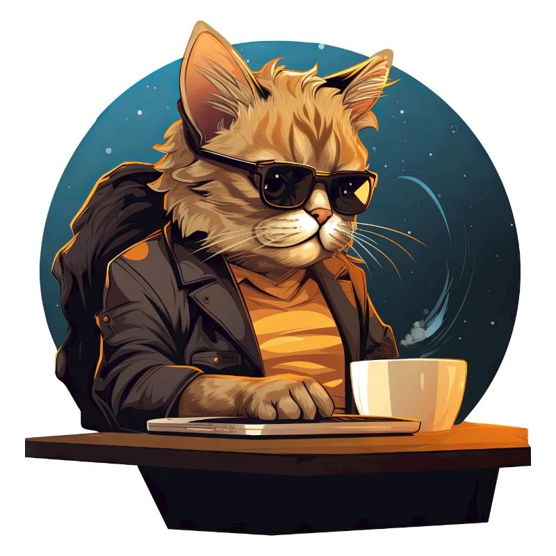 Cool Cat CEO - Relaxed in office with