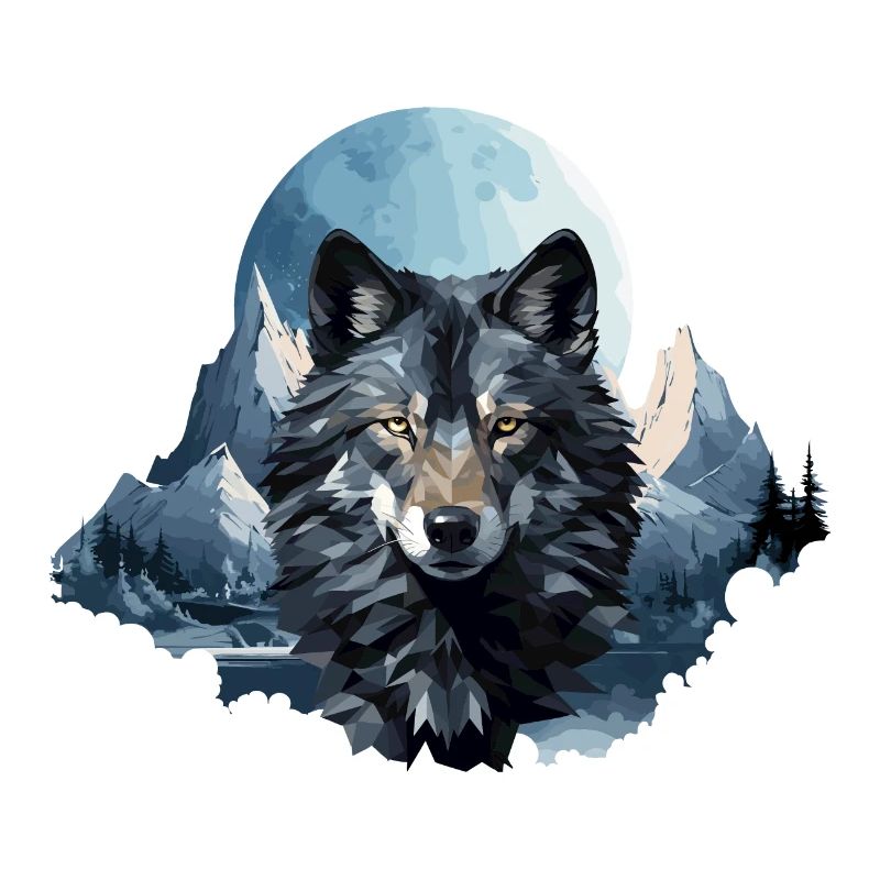 Wolfs Design im Polygon Style