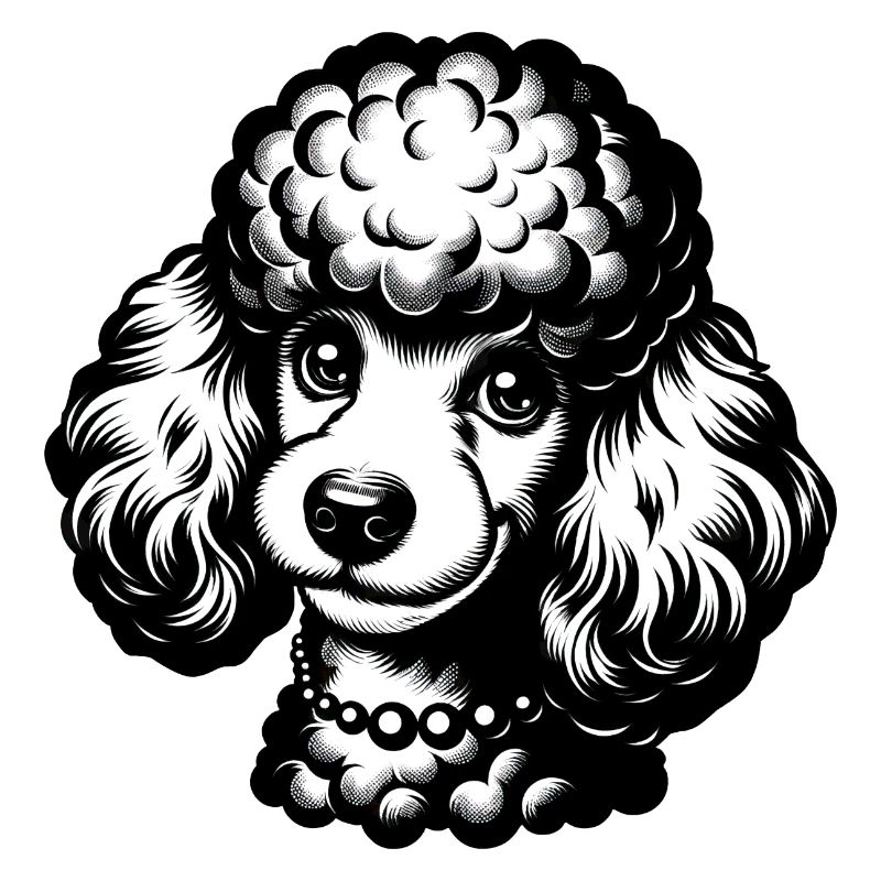 Dessin au crayon de caniche mignon