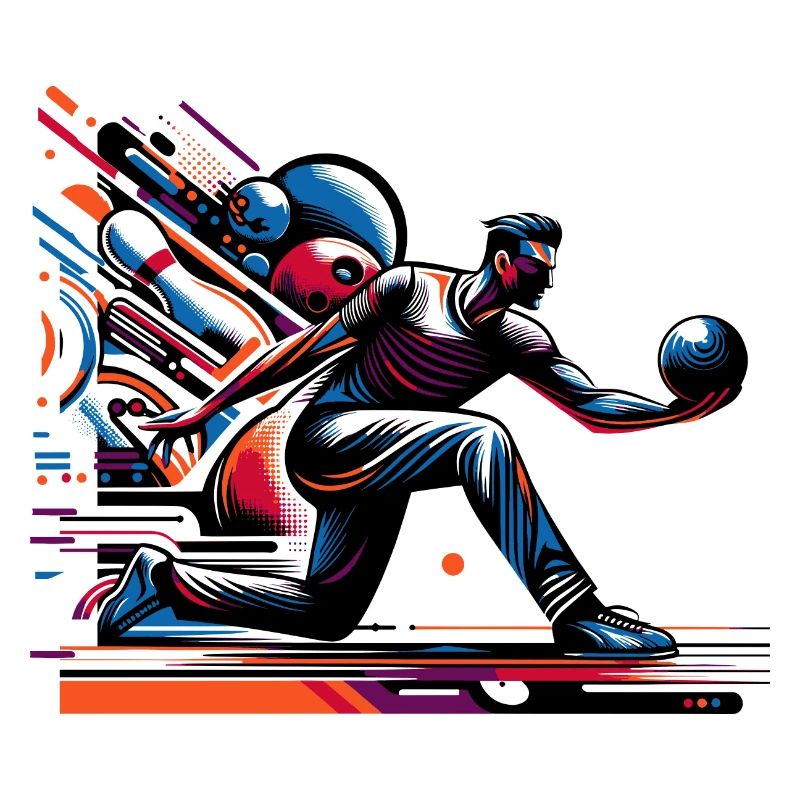Dynamischer, farbenfroher Bowler in Aktion