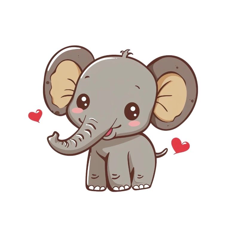 Cute elephant with hearts