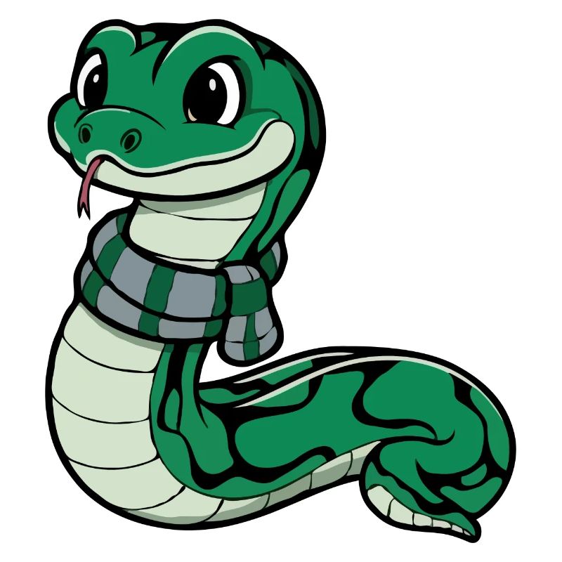 Serpent vert mignon avec écharpe