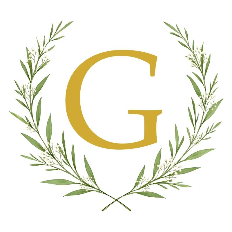 G Monogram, Eucalyptus Wreath, Personalizable